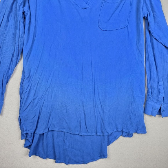 Mynah Womens Swim Coverup M Blue Long Sleeve V-Neck Cruise Beach 100% Rayon - Picture 6 of 15